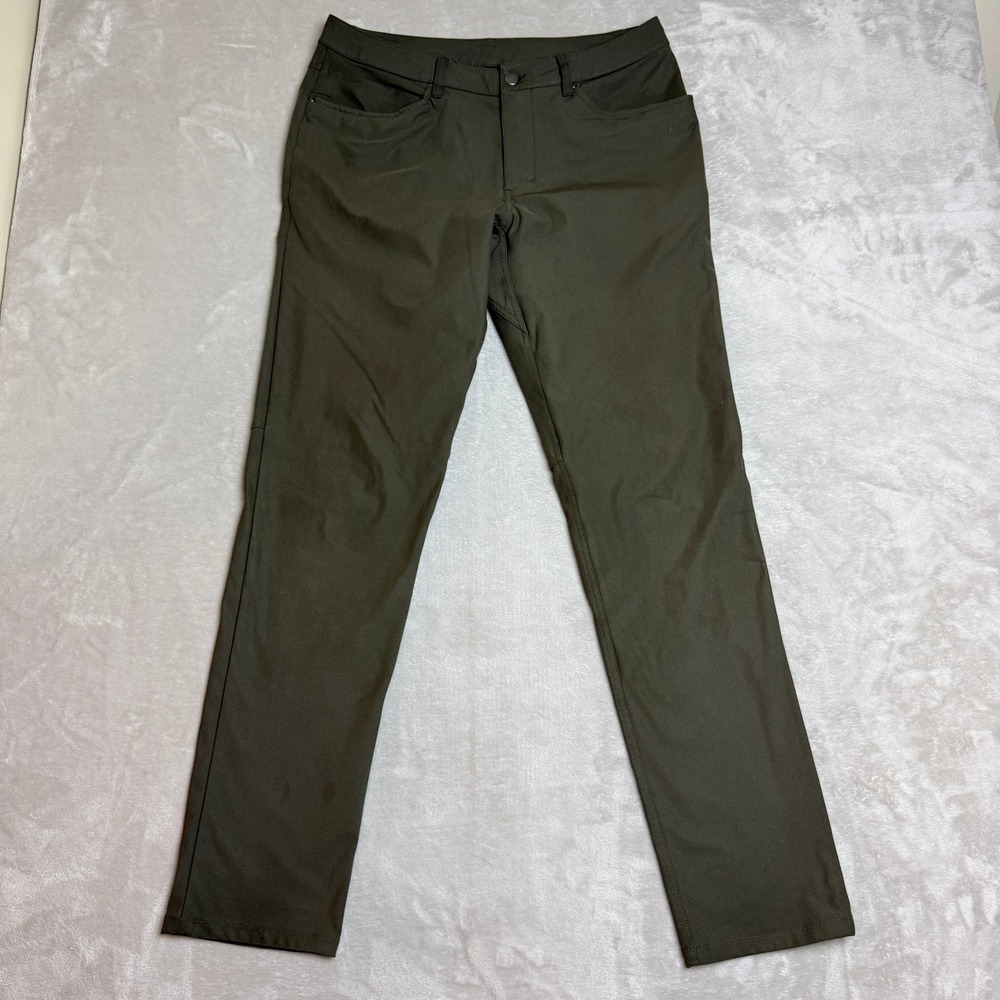 Lululemon ABC Classic Pants Men 33 (Fit 35x33) Olive Warpstreme Golf Performance